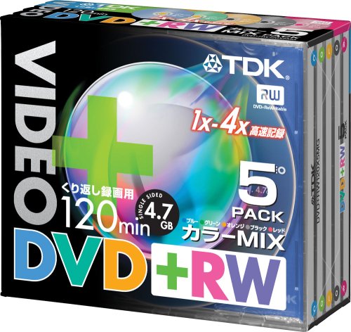 Amazon.co.jp: TDK DVD+RW録画用120min4倍速 カラーミックス5枚パック